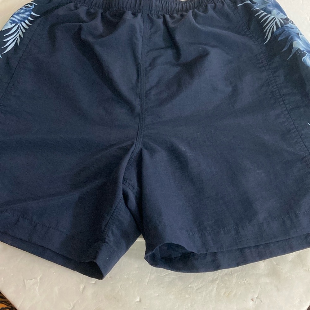 Breakwater Swim Trunks Men Size Large Navy w Light Blue Elastic & Draw String